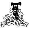 Black Dog With A Pile Of Bones