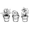 Trio de fleurs et oeuf en pots